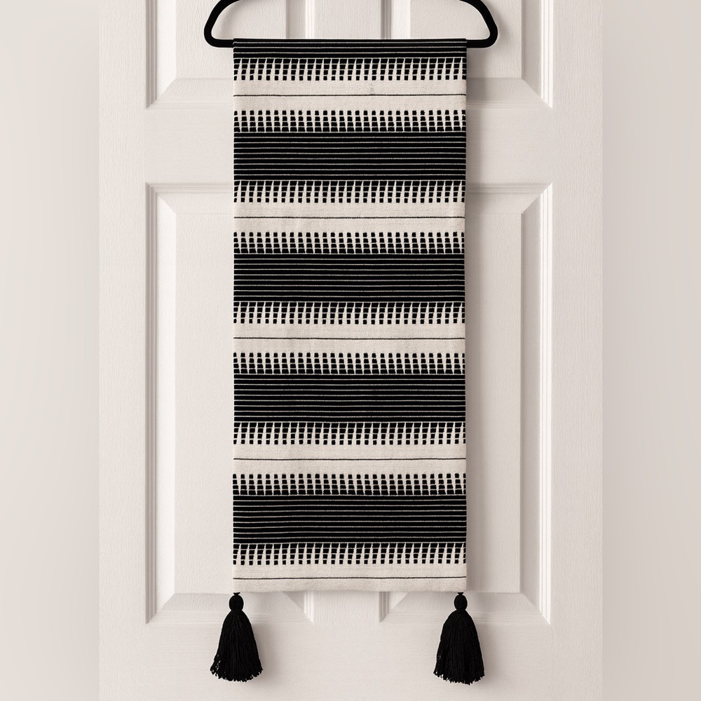 Black and cream Striped Table Runner